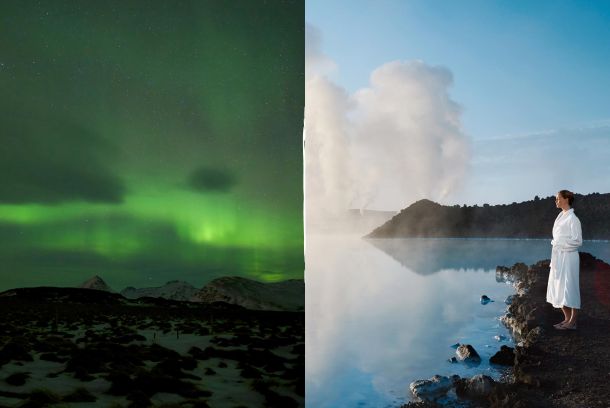 La Laguna Azul y la aurora boreal