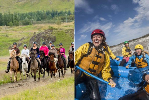 Equitación y rafting en el río